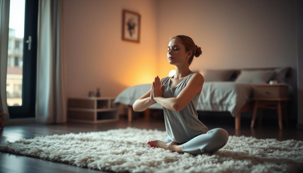 teen doing yoga for sleep improvement